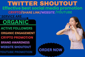 promote twitter shoutout, share website link to 500m USA UK, yt, ig, fb users