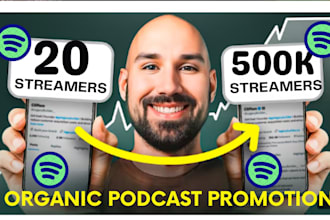 do podcast promotion hit 50k USA UK targeted audience, increase podcast streamer