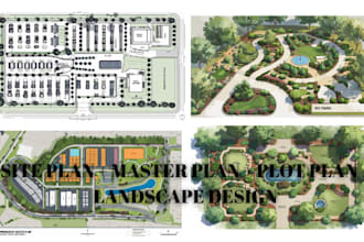 do site plan for rv park, plot plan, master plan with landscape design