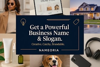 create unique catchy brand business domain name logo design company name slogan
