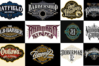 do awesome handlettering vintage logo for barbershops, bands, and tattoo brand