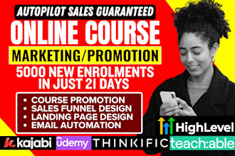 udemy online course promotion, thinkific kajabi course marketing sales funnel