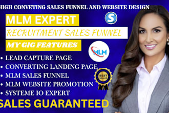 setup MLM recruitment funnel, MLM landing page, MLM sales funnel