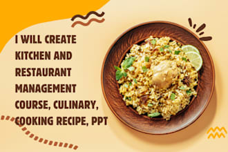 create kitchen and restaurant management course, culinary, cooking recipe, PPT