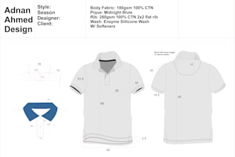 clothing tech pack and flat sketch for manufacturer