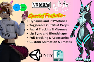create vrchat avatar nsfw furry vrc character 3d anime vtuber model fursona avis