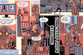 create webcomic or nsfw comic strips in retro vintage or modern style