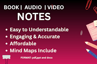 write notes for you video notes, audio notes, book notes