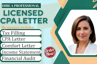 provide US CPA comfort letter, verification letter self employment letter