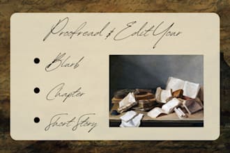 proofread and edit your fiction blurb, chapter, or short story