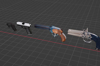 make a low poly psx 3d weapon