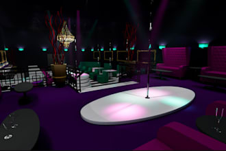 redesign 3d night club interior,stunning led light,vr dance floor,bar rendering