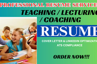 craft teaching  cover letter, resume, linkedin profile