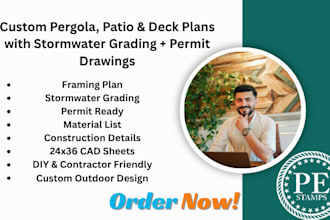 pergola patio deck plans stormwater grading permit drawings design