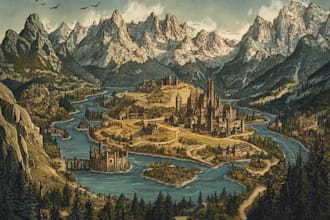 make a map illustration map design fantasy map