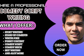 write your comedy screenplay, short film tv show, add funny line to your script