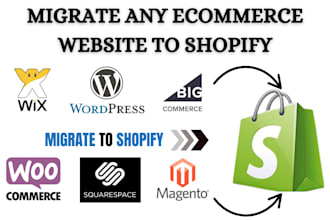 migrate wix, wordpress, squarespace, bigcommerce, woocommerce, to shopify store