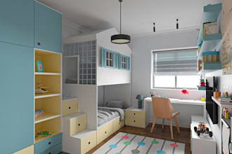 design 3d kids room, playground, nursery room, game room interiors