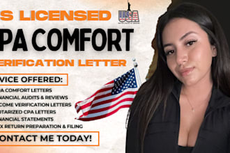 prepare US CPA certified comfort letter, notary CPA letter, financial auditing