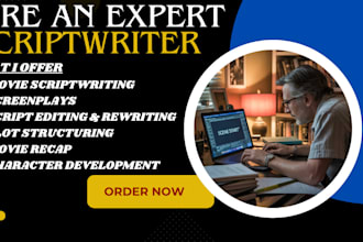 be your movie scriptwriter, screenplay, comedy script, youtube script, tv series