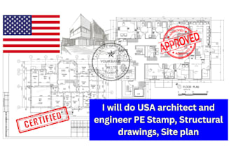 do USA architect and engineer pe stamp, structural drawings, site plan