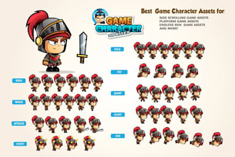 high quality 2d pixel game art, spirite sheet and character design