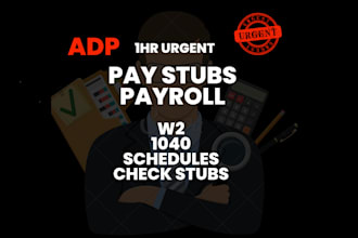 create adp pay stubs, w2, check stubs and 1099 for employee and contractors