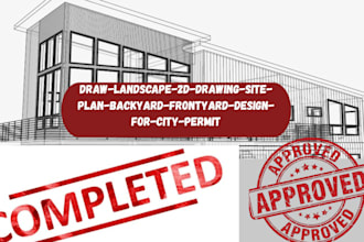 draw landscape 2d drawing site plan backyard frontyard design for city permit
