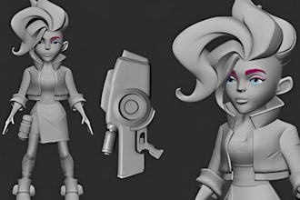 sculpt 3d pixel model character for cartoon and animation, 3d printing rendering