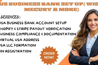 create USA business bank, wise, payoneer, stripe, mercury and address for llc