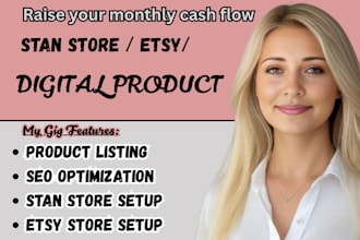 setup stan store etsy store setup esty digital product on demand
