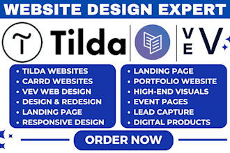 do tilda website design, vev website, carrd website redesign tilda landing page