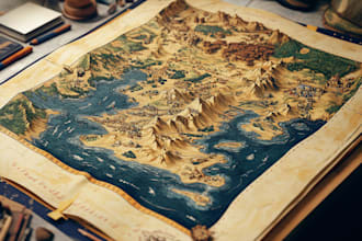 draw a custom map for fantasy, scifi, book