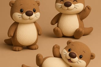 create 3d plushie character, animal, mascot, toy model using blender and zbrush