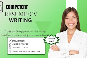 build resume, CV for IT, nursing, heaithcare engineering, project management