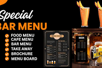 do restaurant menu design for bar cafe pubs club food truck
