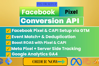setup facebook pixel conversion API, set meta pixel, server side tracking