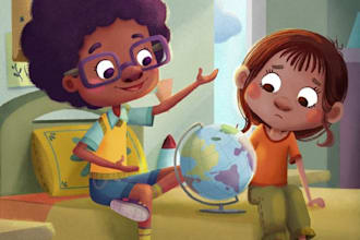 create african american children story book illustration