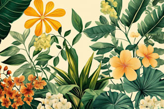 draw botanical line art of flower, plant, fruits for you