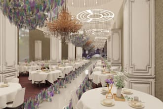 decorate 3d wedding hall, event centre,banquet furniture,bridal couch,skp render