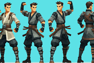 model and rig stylized low poly 3d characters for animation and games in blender