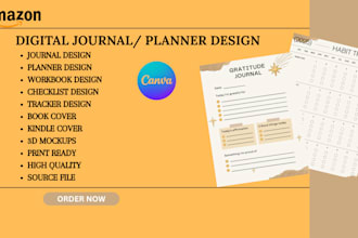 design canva editable journal, planner, workbook, booklet design one pager flyer