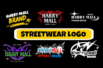 design streetwear logo for urban fashion, y2k, chrome or clothing brand