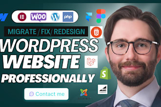 clone design fix migrate webflow wix framer godaddy to wordpress elementor pro