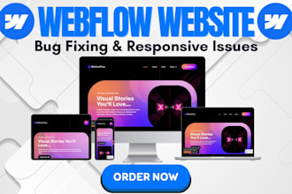 fix webflow bugs, broken layouts, cms issues, animations, and responsiveness