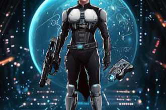draw your ideal fantasy, sci fi character illustration