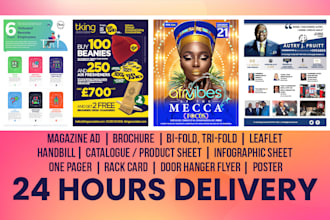 design professional flyer, brochure, leaflet, poster, and magazine ads