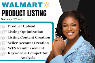 create SEO optimized walmart product listings and bulk upload