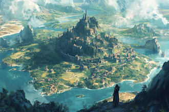 create event, tourist, and fantasy map illustration