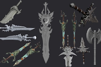 3d custom anime cosplay design 3d sword  3d weapon 3d cosplay props stl file